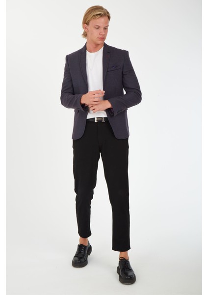 G-211 Dar Kalıp Desenli Füme Erkek Blazer Ceket fiyatları