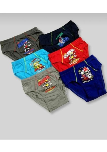 Erkek Çocuk 12"li Karışık Desenli Renkli Elestan Pamuklu Silip Külot 0138