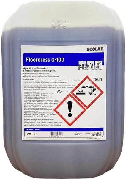 Floordress G-100 Kir ve Cila Sökücü Alkaliye Dayanıklı Zeminler 20 kg