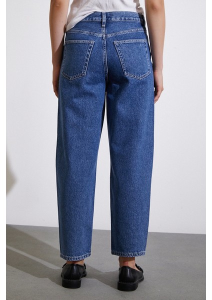 Yüksek Bel Mom Jean Mavi indirimleri