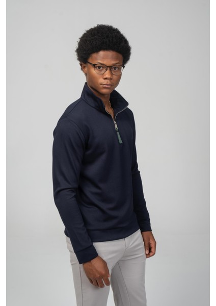 Erkek Regular Fit Teknolojik Kumaş Ipeksi Pamuk Yarım Fermuarlı Sweatshirts modelleri