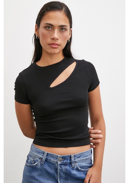 Önü Açık Bluz Siyah