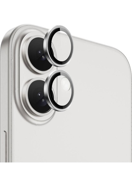 iPhone 16 Plus Uyumlu LG-003 Safir Kamera Lens Koruyucu Gümüş