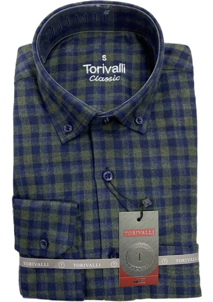 Torivalli Collection Kışlık Klasik Kesim Düğmeli Yaka Cepli Ekoseli Erkek Gömlek Tcke5