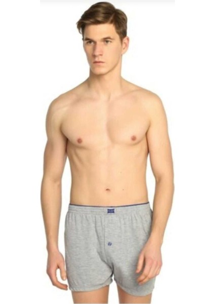 12"li Karışık Renk Erkek Penye Dügmeli Pamuklu Boxer 0117
