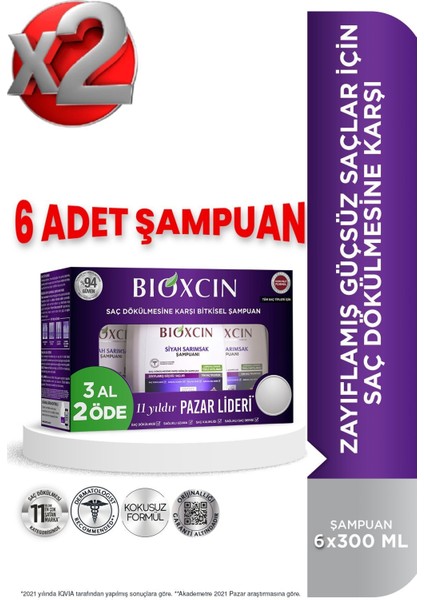 Yıpranmış Seyrek Dökülen Saçlar Için Siyah Sarımsak Şampuanı 6 Al 4 Öde 6X300 ml