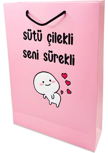 Sütü Çilekli Tasarımlı Karton Kutulu Set