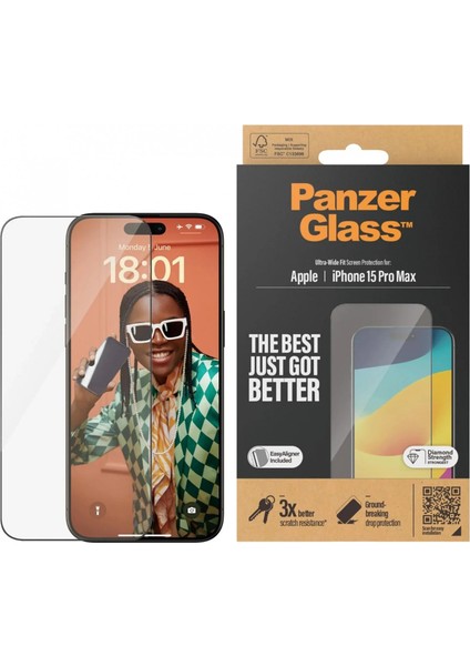 Apple iPhone 15 Pro Max Uwf Wa Şeffaf Cam Ekran Koruyucu