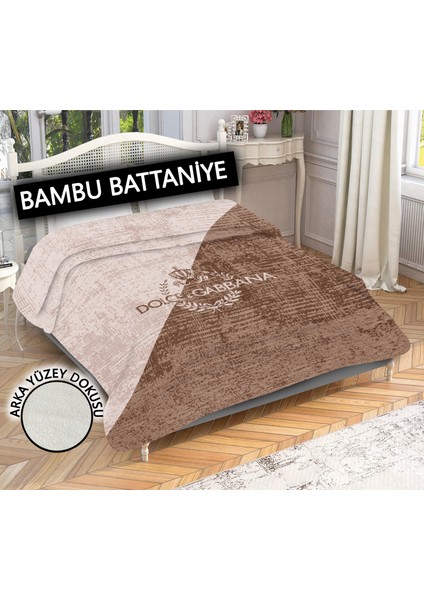 Doruklar Home Collection Dekoratif Modern Desenli %100 Bambu Kumaşlı Battaniye