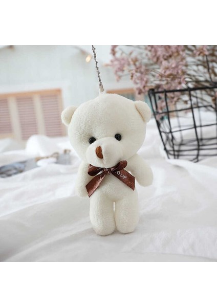 Peluş Ayıcık Anahtarlık Krem Renkli 4 Adet