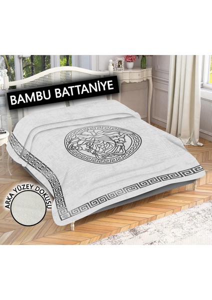 Doruklar Home Collection Dekoratif Modern Desenli %100 Bambu Kumaşlı Battaniye