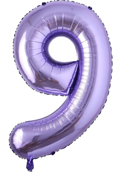 9 Rakam Mor Folyo Balon 40 Inç 100 cm