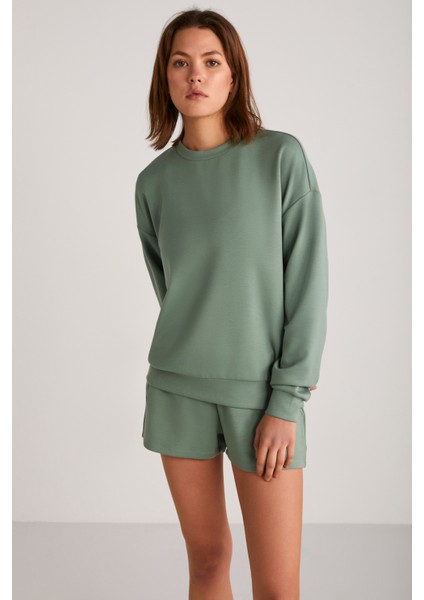 Maısıe Kadın Yuvarlak Yaka Mint Yeşil Sweatshirt