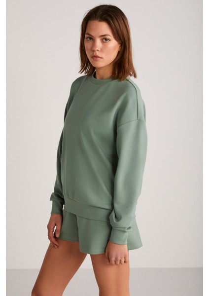 Maısıe Kadın Yuvarlak Yaka Mint Yeşil Sweatshirt