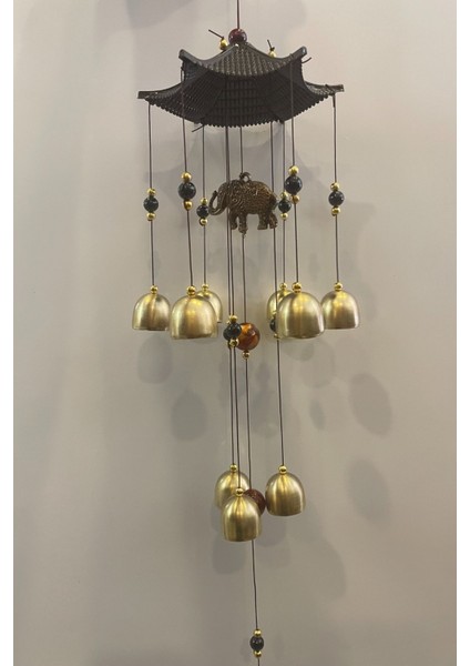Deprem Zili Çanı Duvar Rüzgar Çanı Zili Feng Shui Ejderha Yılı Metal Borulu Fil Pagoda Objeli