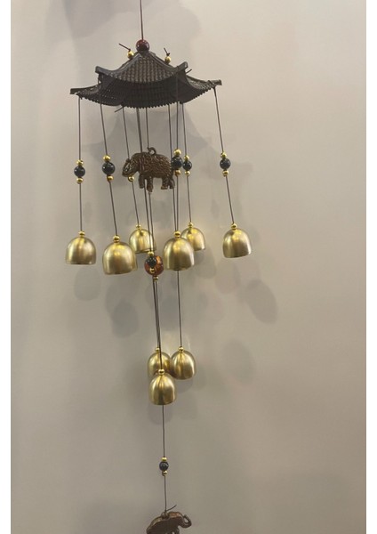Deprem Zili Çanı Duvar Rüzgar Çanı Zili Feng Shui Ejderha Yılı Metal Borulu Fil Pagoda Objeli