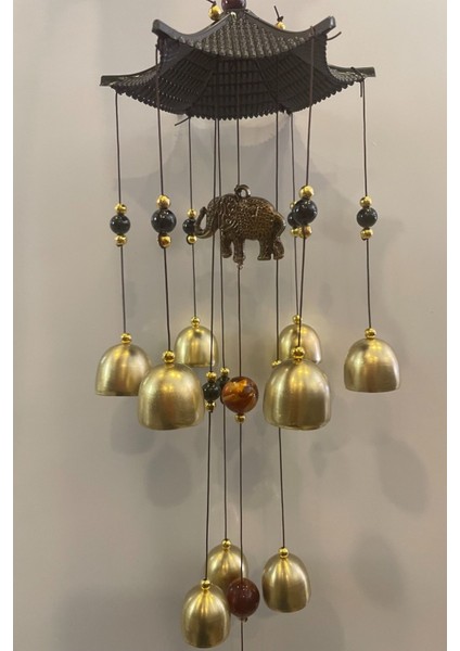 Deprem Zili Çanı Duvar Rüzgar Çanı Zili Feng Shui Ejderha Yılı Metal Borulu Fil Pagoda Objeli