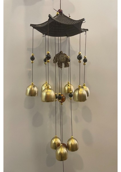 Deprem Zili Çanı Duvar Rüzgar Çanı Zili Feng Shui Ejderha Yılı Metal Borulu Fil Pagoda Objeli