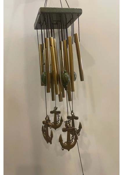 Deprem Zili Çanı Duvar Rüzgar Çanı Zili Feng Shui Ejderha Yılı Metal Borulu Çapa Objeli Kare