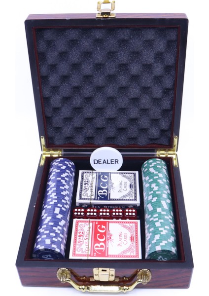 Ahşap Çantalı 100 Chipli Poker Oyun Seti