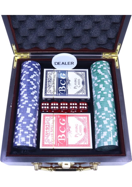 Ahşap Çantalı 100 Chipli Poker Oyun Seti