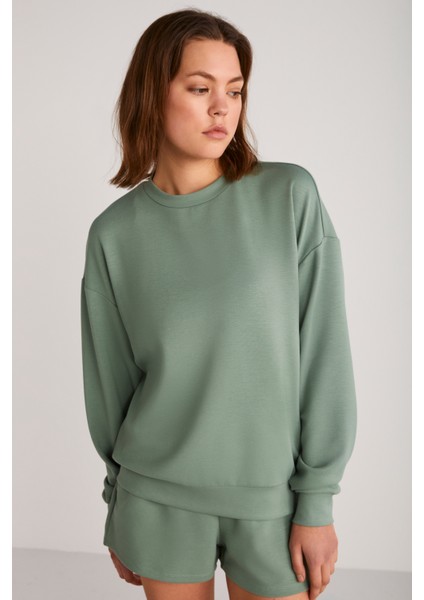 Maısıe Kadın Yuvarlak Yaka Mint Yeşil Sweatshirt