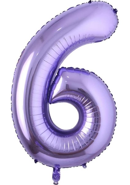 6 Rakam Mor Folyo Balon 40 Inç 100 cm