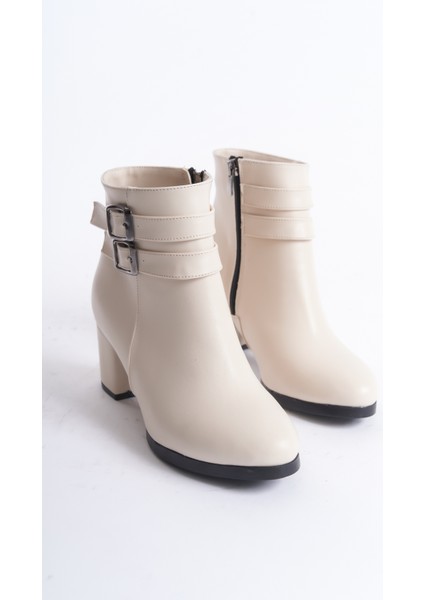 Kadın Bej Suni Deri Çift Tokalı Kısa Bot Düz Topuklu Rahat Tasarım 2024 Sonbahar-Kış fiyatları