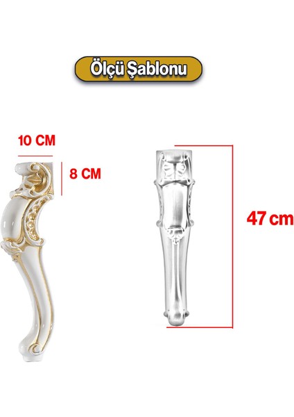 Valenta Plastik Sehpa Ayağı 47 cm Krem Altın 4 Adet Mobilya Zigon Çay Orta Sehpası Ayak Ayakları