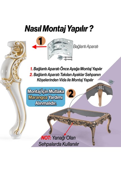 Valenta Plastik Sehpa Ayağı 47 cm Krem Altın 4 Adet Mobilya Zigon Çay Orta Sehpası Ayak Ayakları