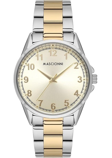 M.1.1225.03 Fonksionlar Pasif Taşlı Tasarım Metalik-Altın Kadın Kol Saati