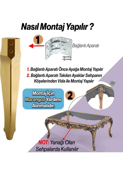 Rosa 4 Adet Plastik Sehpa Ayağı 40 cm Gold Altın Renk Orta Ayak Zigon Sehpa Mobilya Masa Ayakları indirimleri