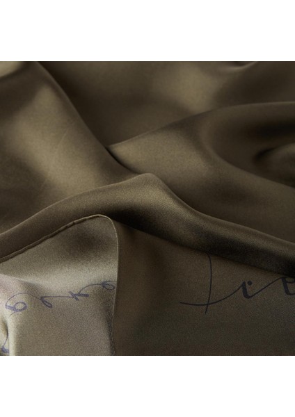 Ipekevi Twill Ipek Eşarp - Signature - Koyu Haki