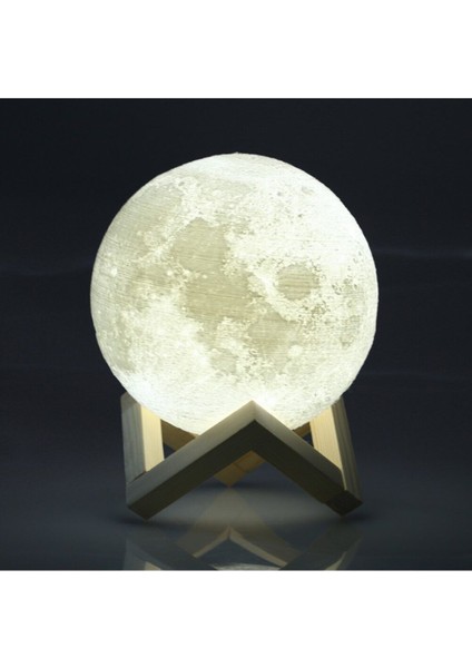 Adil Baba Beyaz Dekoratif 3D Ay Lamba Gece Lambası Moonlight 45 cm Beyaz Tek Ebat