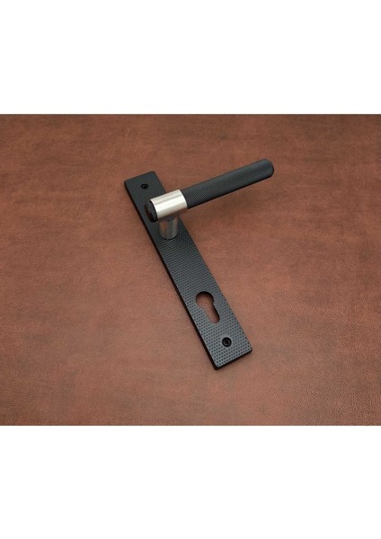 Punch Mat Siyah Inox Lüx Zamak Aynalı Çelik Kapı Kolu 1 Takım
