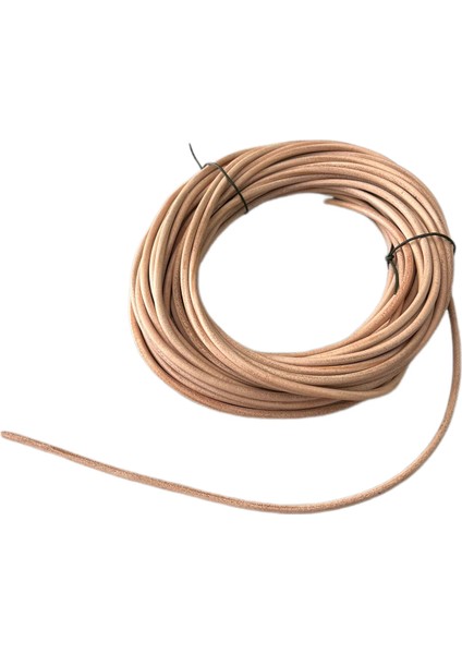 Gerçek Deri Yuvarlak Deri Sırım 20 Metre Naturel 5 Mm