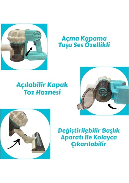 Pilli Sesli Model Çekme Özellikli Dikey Süpürge 75 Cm-Vakumlu Süpürge 3 In1 Oyuncak modelleri