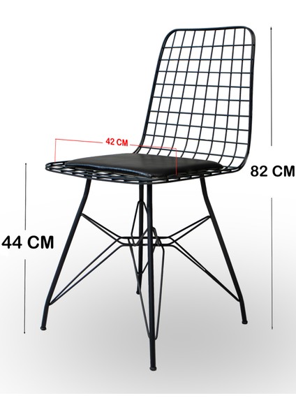 Carla 120x80 Tel Sandalye Takımı 4 Kişilik Mutfak Masası - Yemek Masası - Cafe Masası - Siyah Mermer