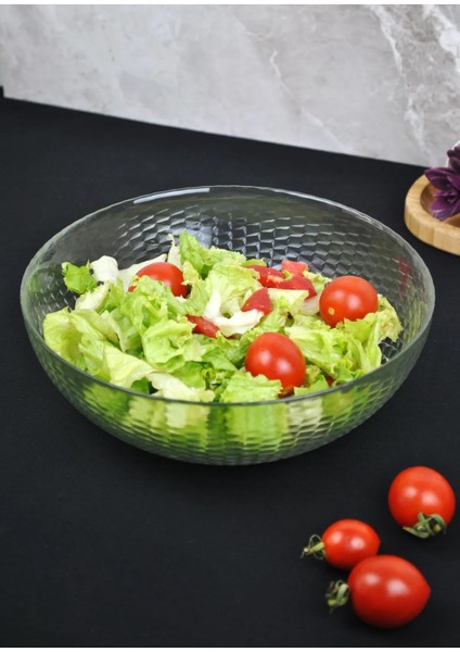 Cam Salata Tabağı Sunum Cips Tabak 22 cm Servis Kasesi Lol - 1 Adet