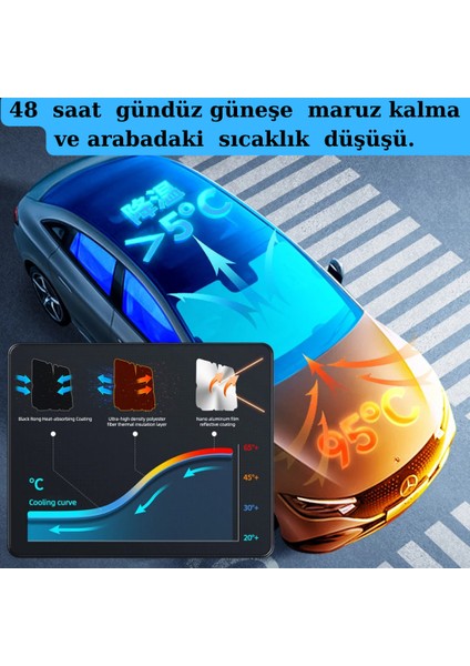 Tüm Otomobillere Uyumlu Universal Araç Içi Ön Cam Katlanabilir Şemsiye Güneşlik Siyah 75CM x 130CM