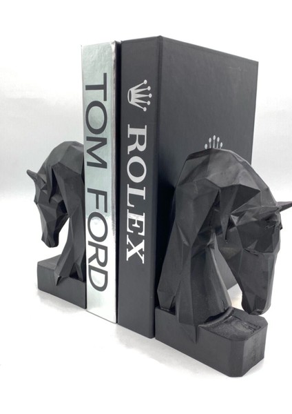 Tekno Trust Polyester Arthome Dekoratif Siyah Kübik At Kitap Tutucu 2 Siyah Soyut