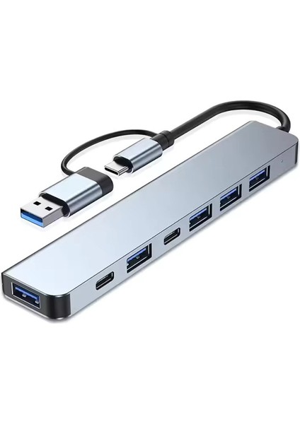 FXN-071 USB Splitter Usb-C 7 In 1 Otg Type C USB 3.0  Pd Veri Data Aktarım Çoklayıcı Çevirici