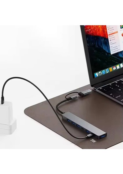 FXN-071 USB Splitter Usb-C 7 In 1 Otg Type C USB 3.0  Pd Veri Data Aktarım Çoklayıcı Çevirici