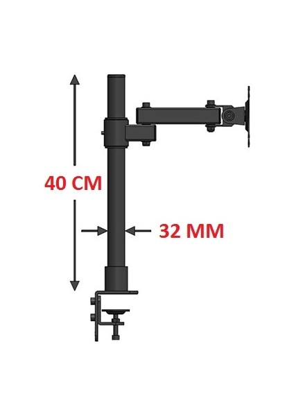 Umotech Ayarlanabilir Masaüstü Monitör, Lcd, LED Tv Standı Vesa Uyumlu, Ergonomik ve Çelik Sağlam - Siyah