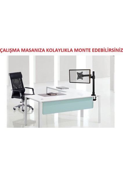 Umotech Ayarlanabilir Masaüstü Monitör, Lcd, LED Tv Standı Vesa Uyumlu, Ergonomik ve Çelik Sağlam - Siyah