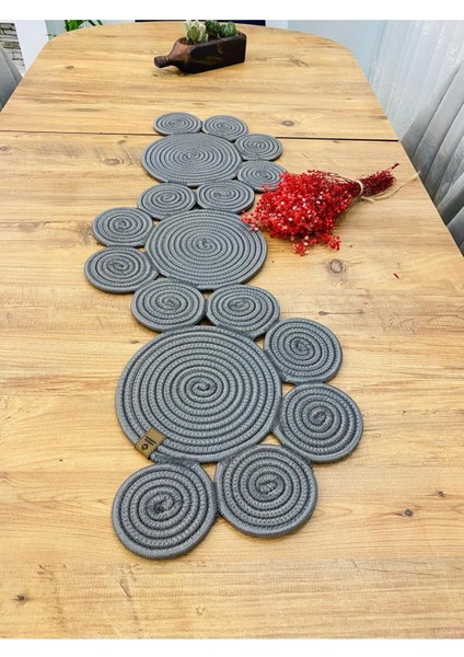 Jüt, Hasır, Dekoratif Masa Örtüsü,papatya Model Runner 40X110 Cm, Sehpa Örtüsü, Bohem Tarzı