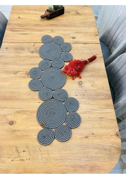 Jüt, Hasır, Dekoratif Masa Örtüsü,papatya Model Runner 40X110 Cm, Sehpa Örtüsü, Bohem Tarzı