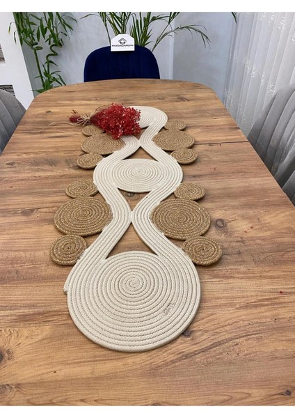 Jüt, Hasır,sarmal Model, Dekoratif Masa Örtüsü, Runner 40X110 Cm, Sehpa Örtüsü, Bohem Tarzı fiyatları