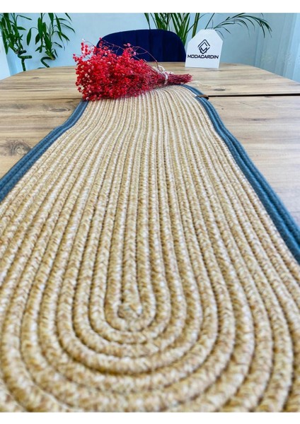 Jüt, Hasır, Dekoratif Masa Örtüsü, Runner 35X100 Cm, Amerikan Servis, Sehpa Örtüsü, Bohem Tarzı