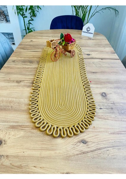 Jüt, Hasır, Dekoratif Masa Örtüsü, Runner 30X80 Cm, Amerikan Servis, Sehpa Örtüsü, Bohem Tarzı